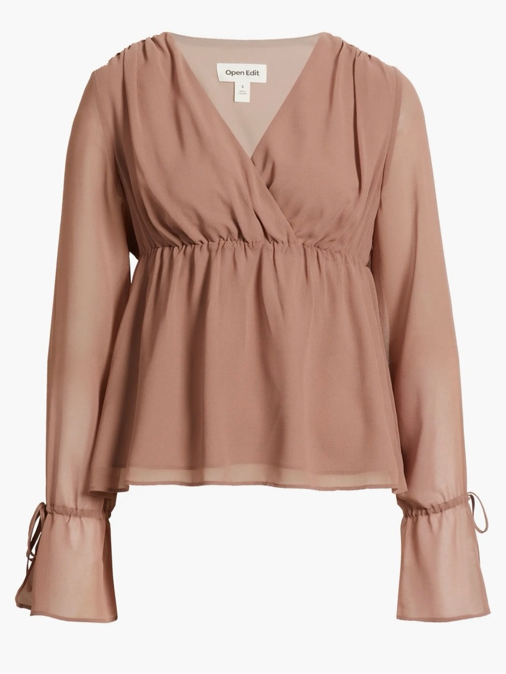 Open Edit Babydoll Chiffon Top in Brown Topaz - Picture 6 of 6